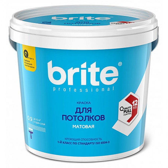 Краска для потолка супербелая матовая BRITE Professional 66043