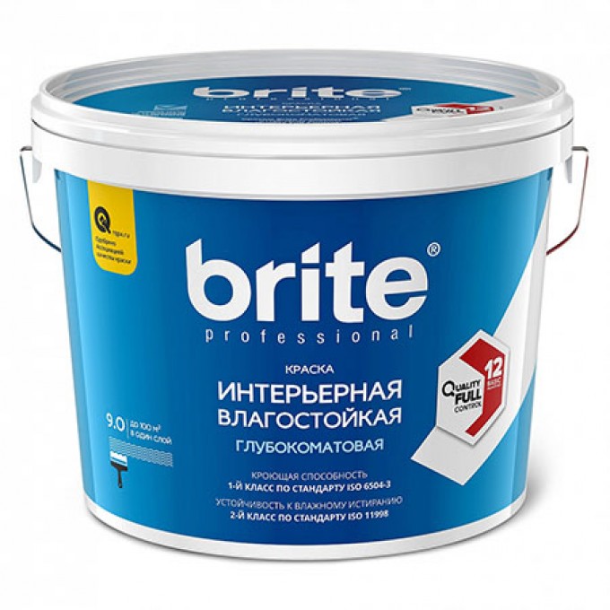 Краска интерьерная влагостойкая глубокоматовая BRITE Professional 66052